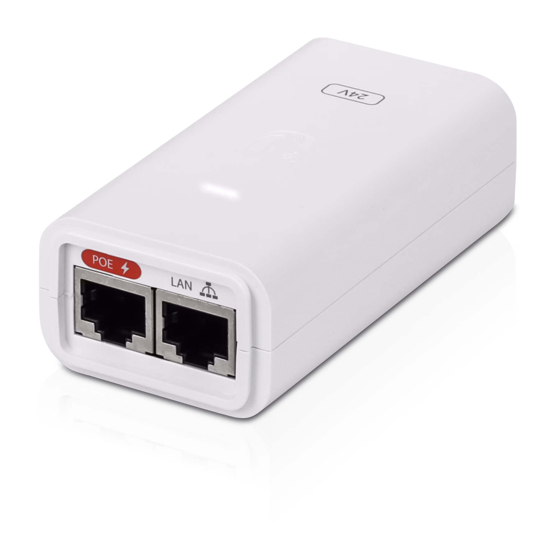 PoE-24-12W-5P_Front_Top_Angle Ubiquiti PoE Gigabit 24V 0.5A SA Plug